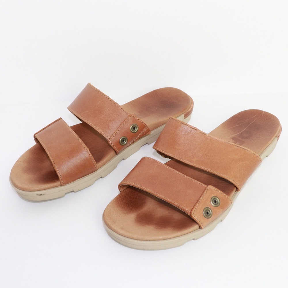 Sorel Torpeda Slide II Camel Brown Flat Sandals 9